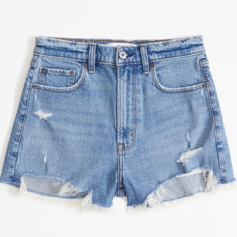 ABERCROMBIE & FITCH High Rise Mom Jean Shorts Curve Love Denim - Picture 6 of 10